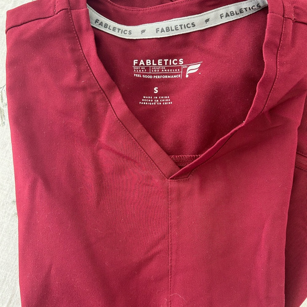 Fabletics Red V-Neck Scrub Set - image 3